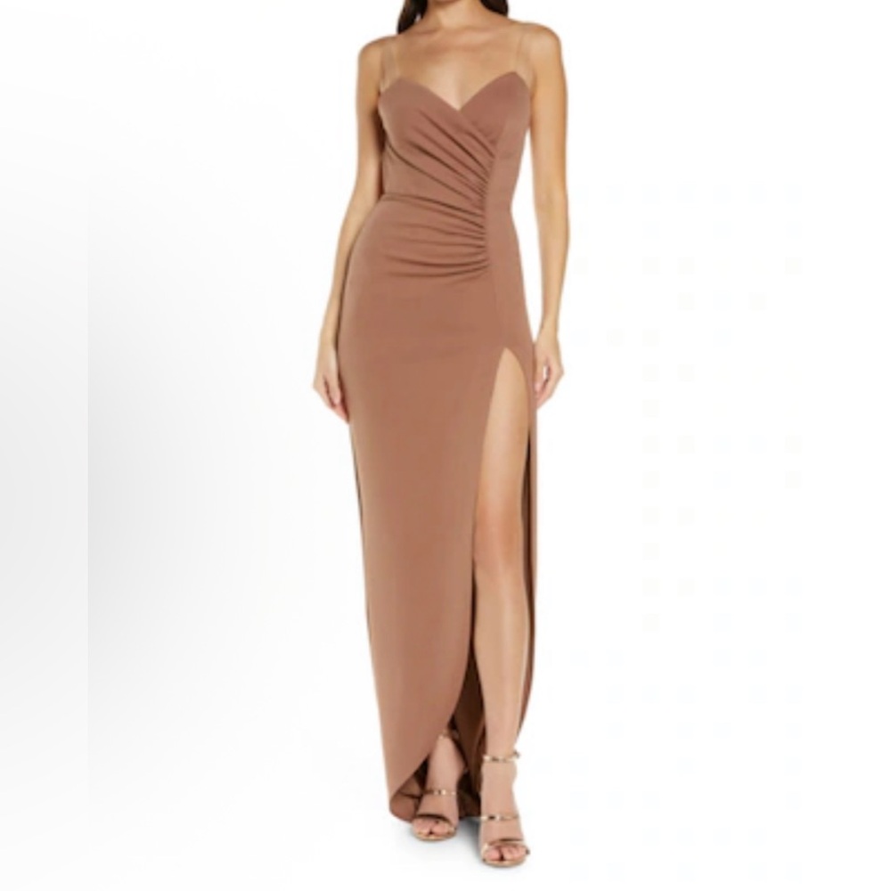 Katie May Collette Strapless Gown In Cocoa Size Large New